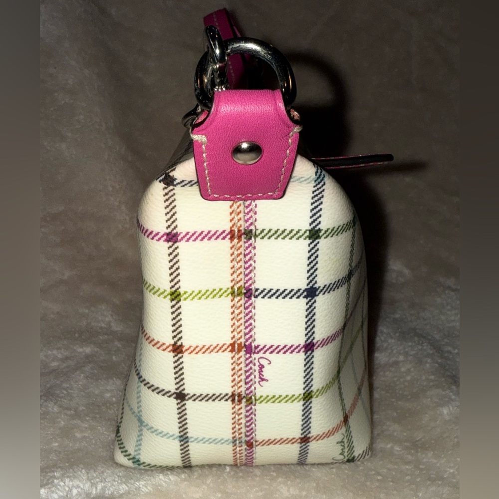 Y2K Coach Heritage Tattersall Multicolor Plaid Cream Magenta Shoulder Bag Iconic - Picture 7 of 16